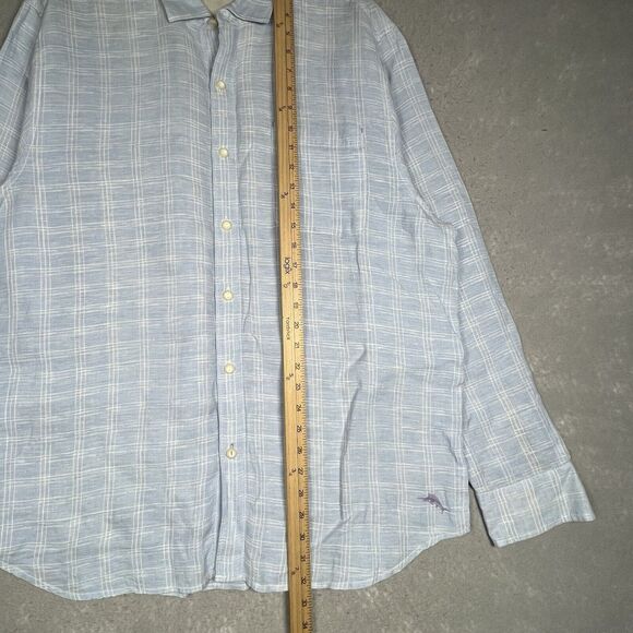 Tommy Bahama Shirt Mens XL Light Blue 100% Linen Long Sleeve Button Up - Picture 7 of 13